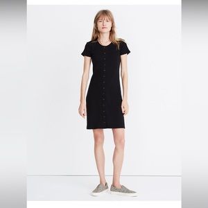 Button-Front Ribbed Mini Dress
